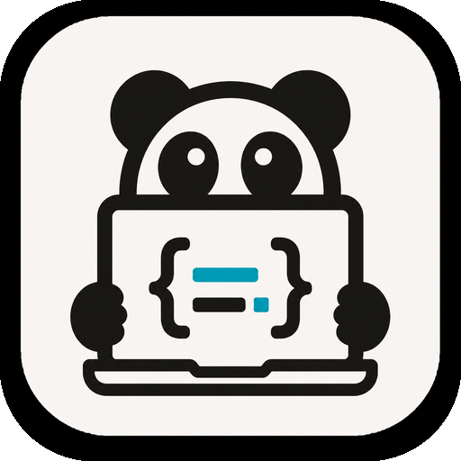 A panda coding on a laptop